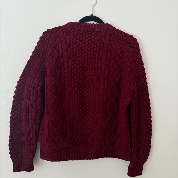Vintage 70s Joseph F. Heron - Ardara Donegal Irish Handknit Wool Sweater Maroon - Picture 7 of 16
